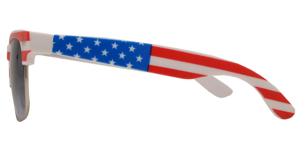 Wholesale - 7583 Flag - Retro Horn Rimmed with USA Flag Frame Plastic Sunglasses - Dynasol Eyewear