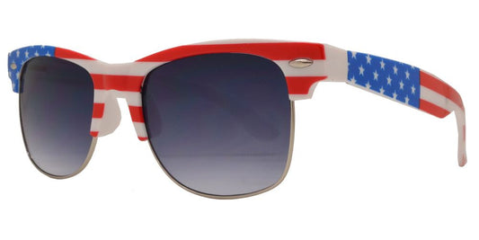 Wholesale - 7583 Flag - Retro Horn Rimmed with USA Flag Frame Plastic Sunglasses - Dynasol Eyewear
