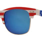 Wholesale - 7583 Flag - Retro Horn Rimmed with USA Flag Frame Plastic Sunglasses - Dynasol Eyewear