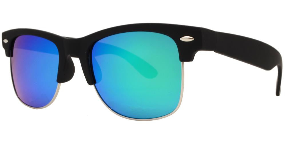 Wholesale - 7583 Spectrum - Retro Horn Rimmed Sunglasses with Color Mirror Lens - Dynasol Eyewear