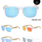 7619 Clear RVC Bamboo - Classic Bamboo Temple Sunglasses Color Mirror Polycarbonate Lens