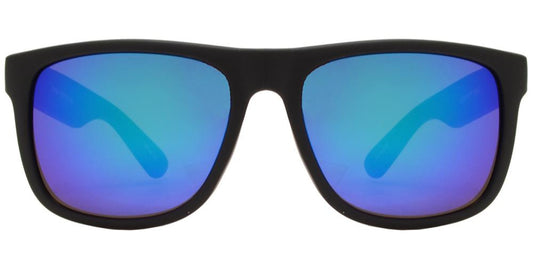 Wholesale - 7619 Black SFT RVC - Classic Soft Rubber Sports Black Sunglasses with Color Mirror Lens - Dynasol Eyewear