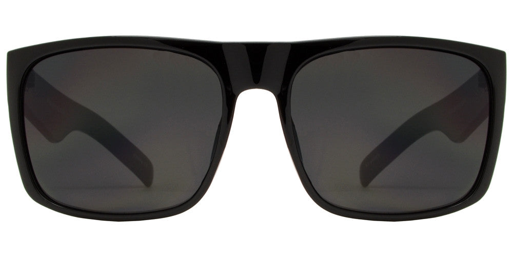 Wholesale - 7633 Black SD - Classic Square Sports Sunglasses with Super Dark Lens - Dynasol Eyewear