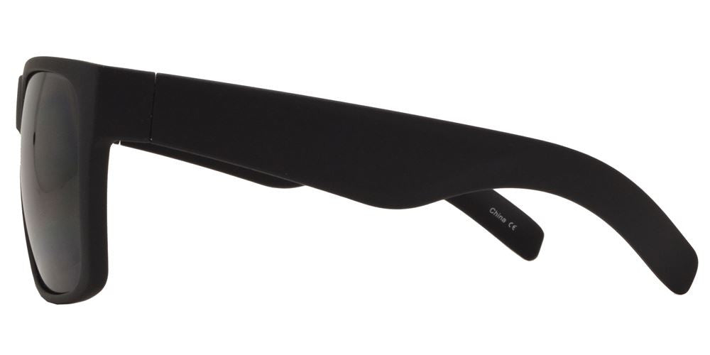 Wholesale - 7633 Black SD SFT - Soft Rubber Classic Square Sports Black Sunglasses - Dynasol Eyewear