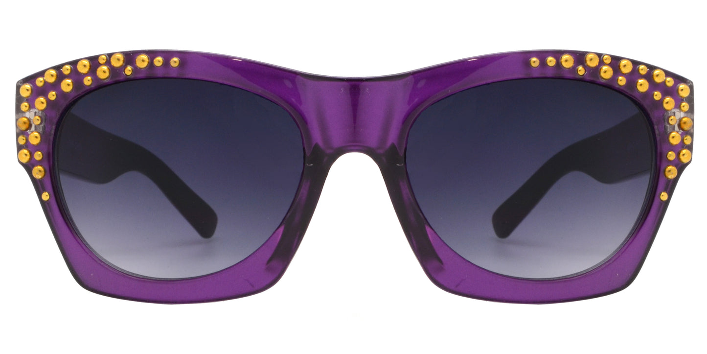7695 - Horn Rimmed Studded Plastic Sunglasses