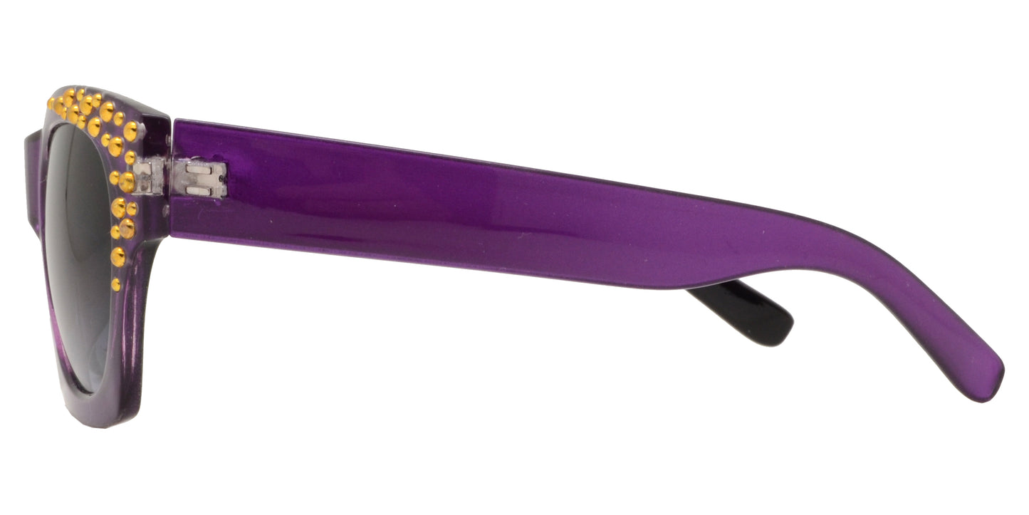 7695 - Horn Rimmed Studded Plastic Sunglasses