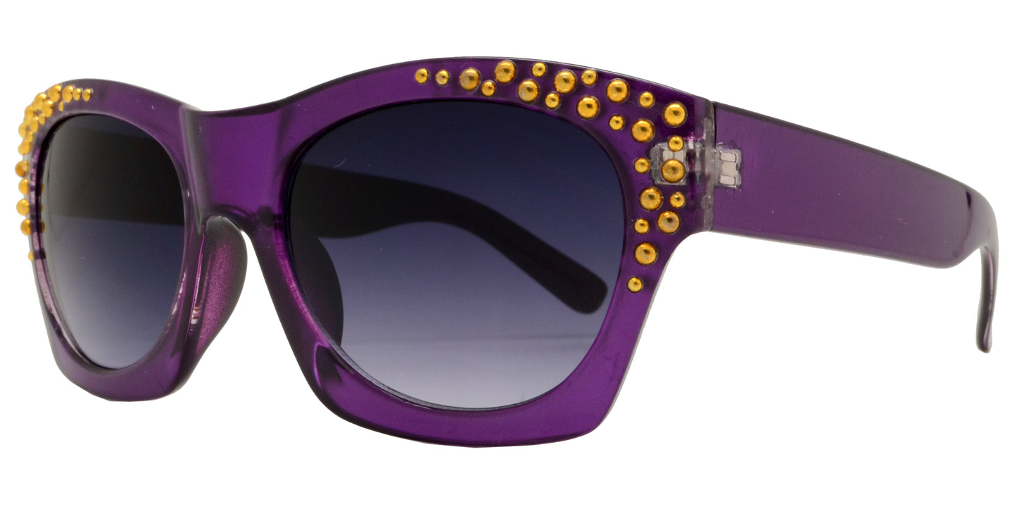 7695 - Horn Rimmed Studded Plastic Sunglasses