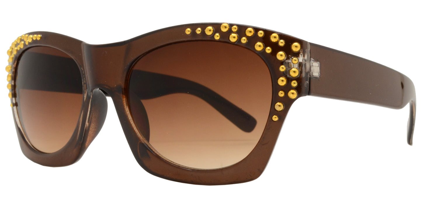 7695 - Horn Rimmed Studded Plastic Sunglasses
