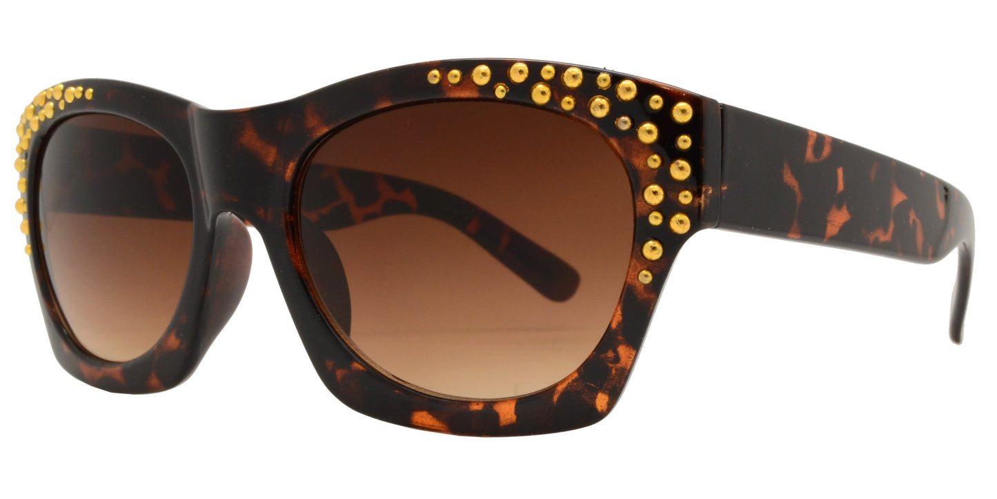 7695 - Horn Rimmed Studded Plastic Sunglasses