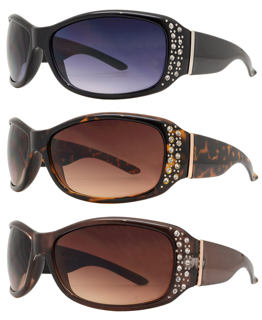 Wholesale - 7808 BX - Women's Rectangular Fashion Sunglasses with Rhinestones - Dynasol Eyewear