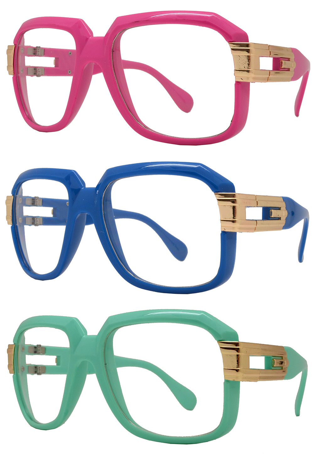 7814 Clear Colors - Plastic Colored Frame Sunglasses with Clear Lens
