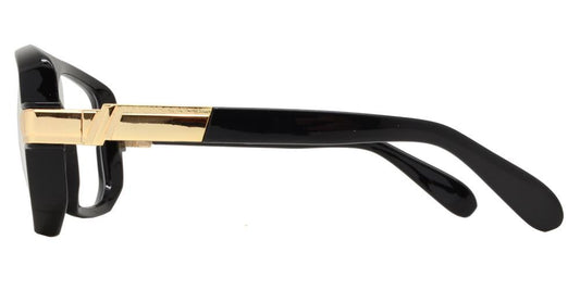 Wholesale - 7818 Black Clear - Women's Black Square Frame Retro Hip-Hop Sunglasses with Clear Lens - Dynasol Eyewear