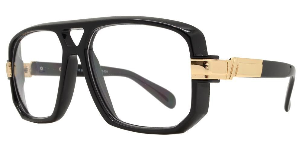 7818 Black Clear Women's Black Square Frame Retro Hip-Hop