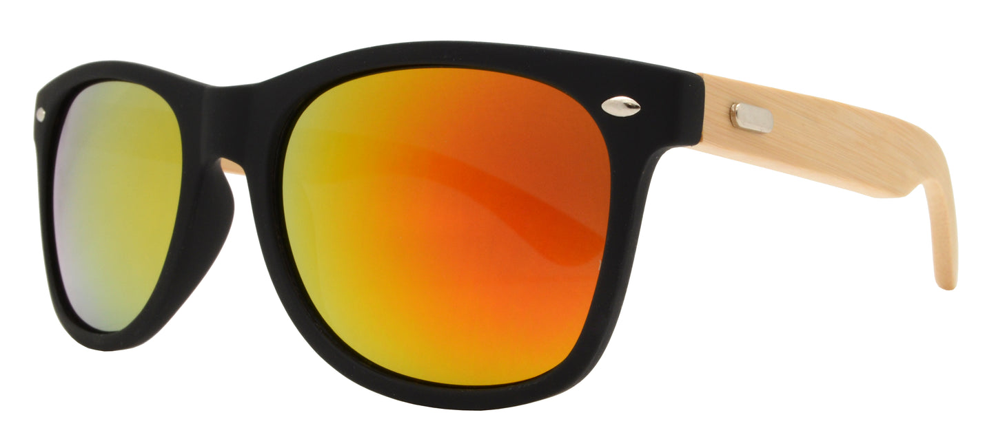 7110 Bamboo - Classic Bamboo Temple Sunglasses Mixed Color Polycarbonate Lens