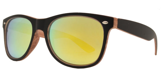 Wholesale - 7855 Spectrum - Classic Horn Rimmed Faux Wood Finish with Color Mirror Lens - Dynasol Eyewear