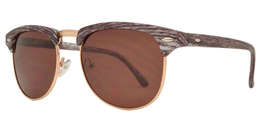 Wholesale - 7911 - Classic Horn Rimmed Half Frame Faux Wood Plastic Sunglasses - Dynasol Eyewear