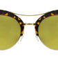 Wholesale - 7918 RVC - Horn Rimmed Cat Eye Half Frame Sunglasses with Round Color Mirror Flat Lens - Dynasol Eyewear