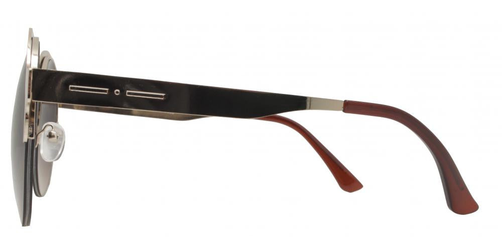Wholesale - 7932 - Round Horn Rimmed Half Frame Metal Sunglasses - Dynasol Eyewear