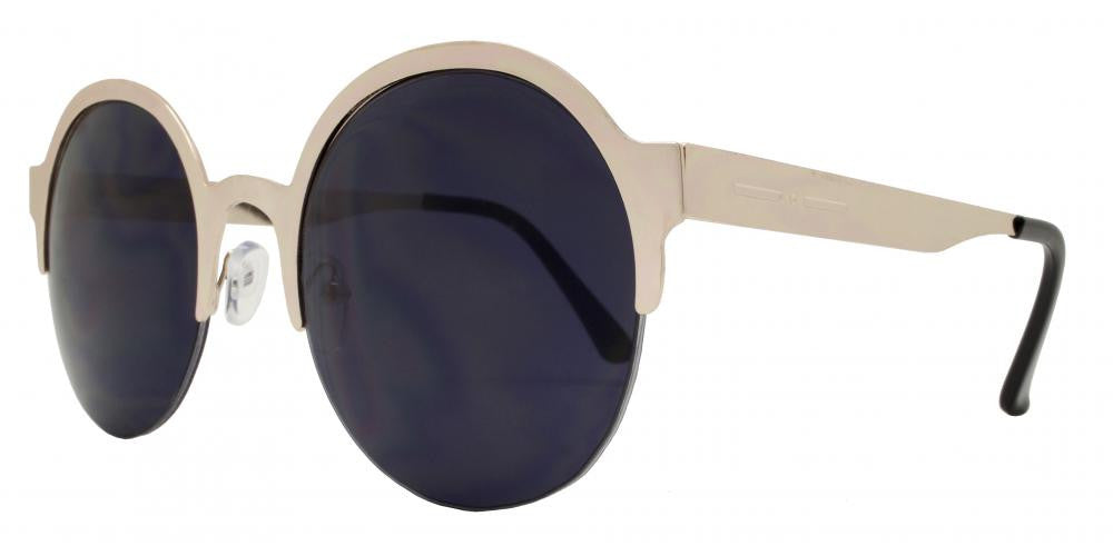 Wholesale - 7932 - Round Horn Rimmed Half Frame Metal Sunglasses - Dynasol Eyewear