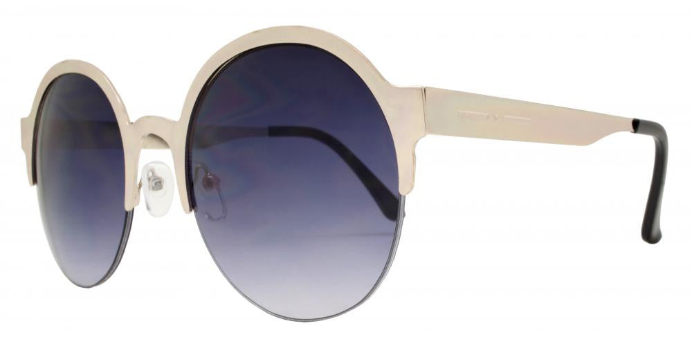 Wholesale - 7932 - Round Horn Rimmed Half Frame Metal Sunglasses - Dynasol Eyewear