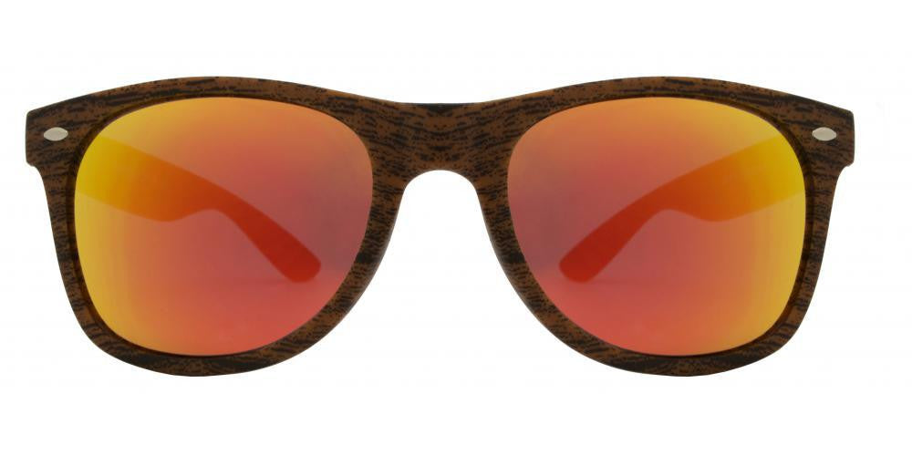 Wholesale - 7947 RVC - Classic Horn Rimmed Faux Wood Sunglasses with Color Mirror Lens - Dynasol Eyewear