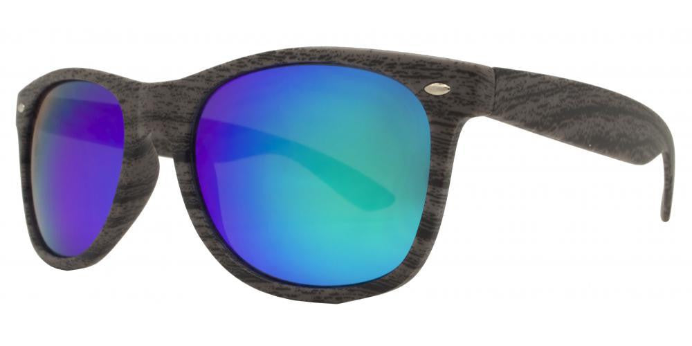 Wholesale - 7947 RVC - Classic Horn Rimmed Faux Wood Sunglasses with Color Mirror Lens - Dynasol Eyewear