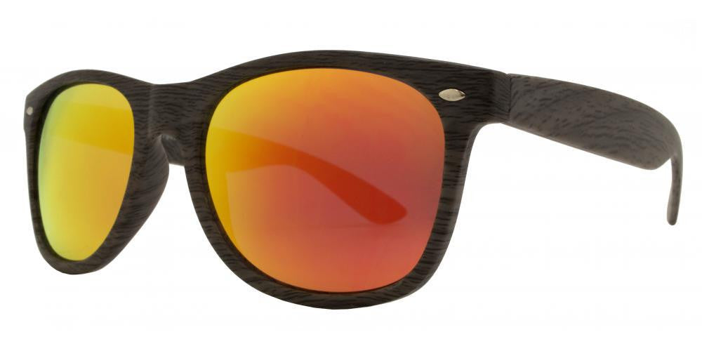 Wholesale - 7947 RVC - Classic Horn Rimmed Faux Wood Sunglasses with Color Mirror Lens - Dynasol Eyewear