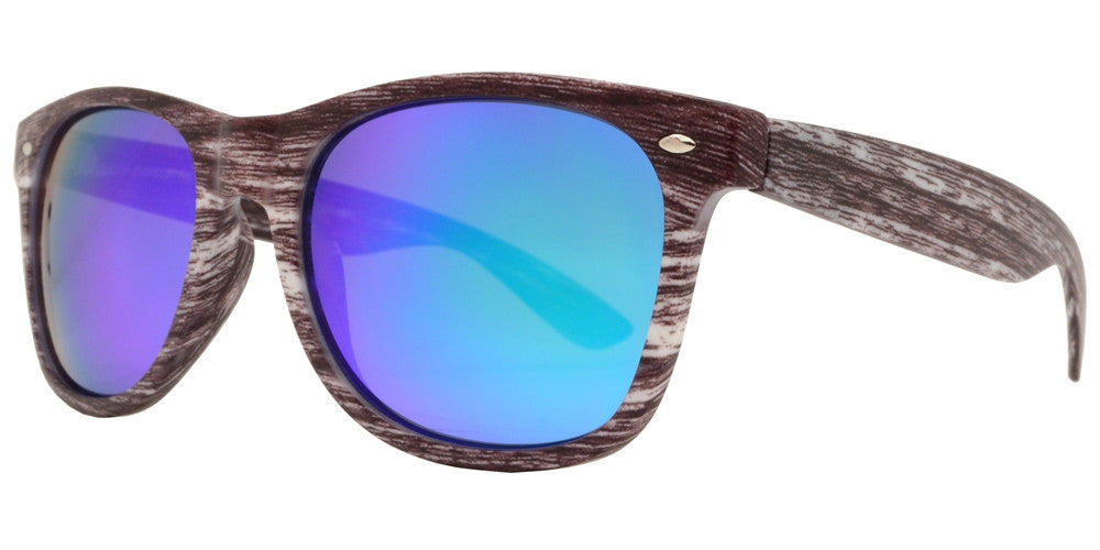Wholesale - 7952 RVC - Classic Horn Rimmed Faux Wood Sunglasses with Color Mirror Lens - Dynasol Eyewear
