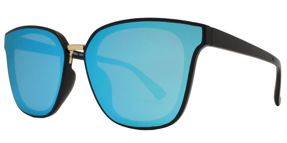 Wholesale - 7962 - Square Horn Rimmed Flat Lens Metal Bridge Plastic Sunglasses - Dynasol Eyewear