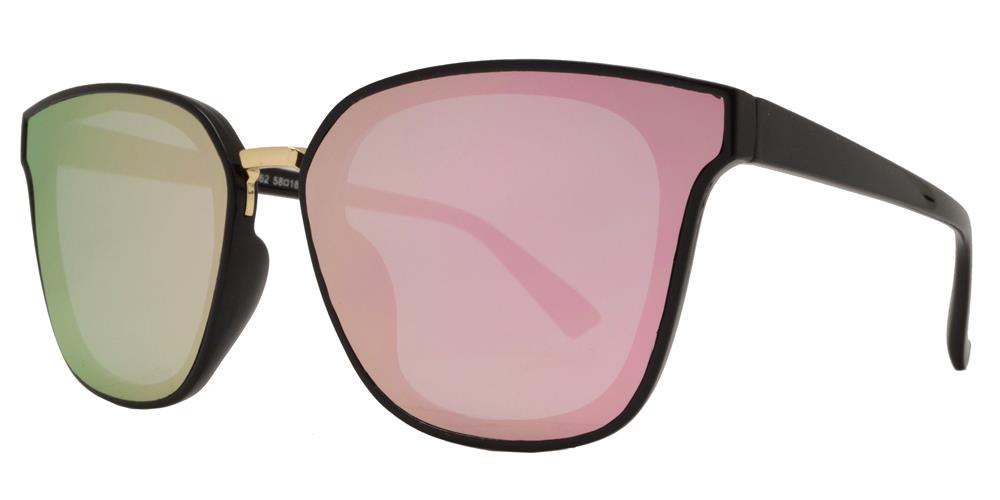 Wholesale - 7962 - Square Horn Rimmed Flat Lens Metal Bridge Plastic Sunglasses - Dynasol Eyewear
