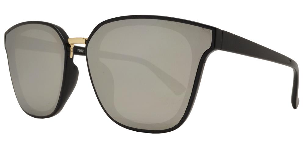 Wholesale - 7962 - Square Horn Rimmed Flat Lens Metal Bridge Plastic Sunglasses - Dynasol Eyewear
