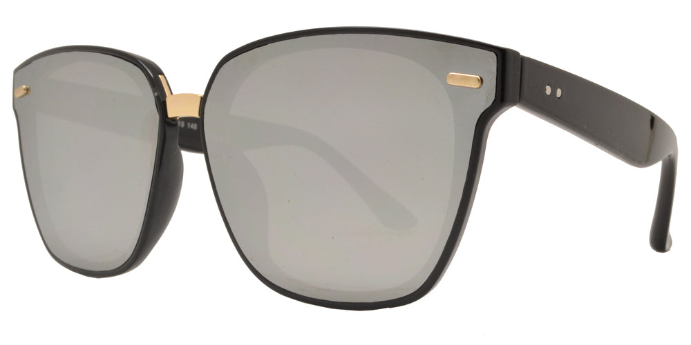 Wholesale - 7963 - Square Horn Rimmed Flat Lens Metal Bridge Plastic Sunglasses - Dynasol Eyewear