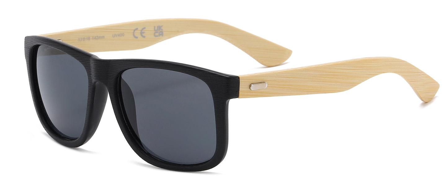 7971 Bamboo - Wholesale Bamboo Sunglasses with mixed Color Mirror Lens
