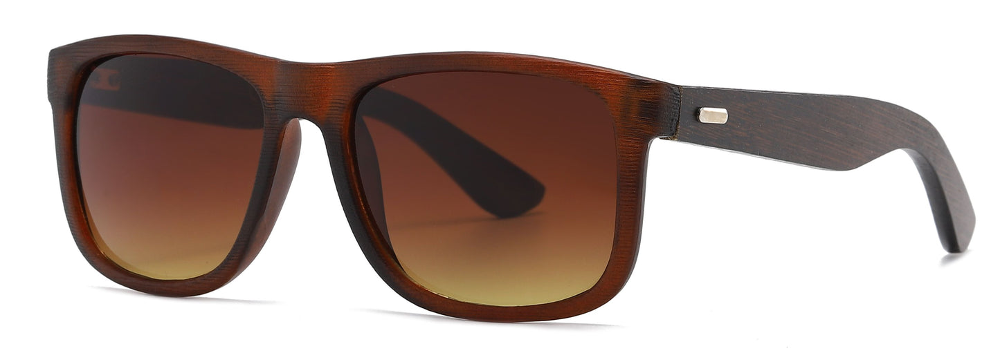 7971 Bamboo - Wholesale Bamboo Sunglasses with mixed Color Mirror Lens