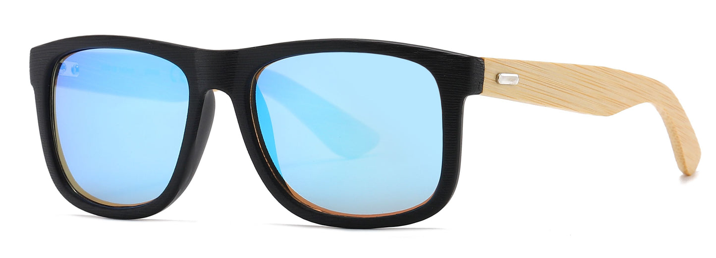 7971 Bamboo - Wholesale Bamboo Sunglasses with mixed Color Mirror Lens
