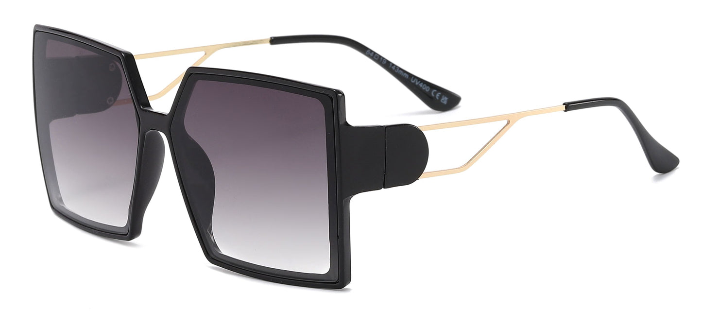 8000 - Square Plastic Sunglasses with Flat Lens