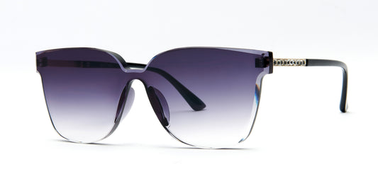 8015 - Rimless One Piece Lens Plastic Sunglasses with Rhinestones