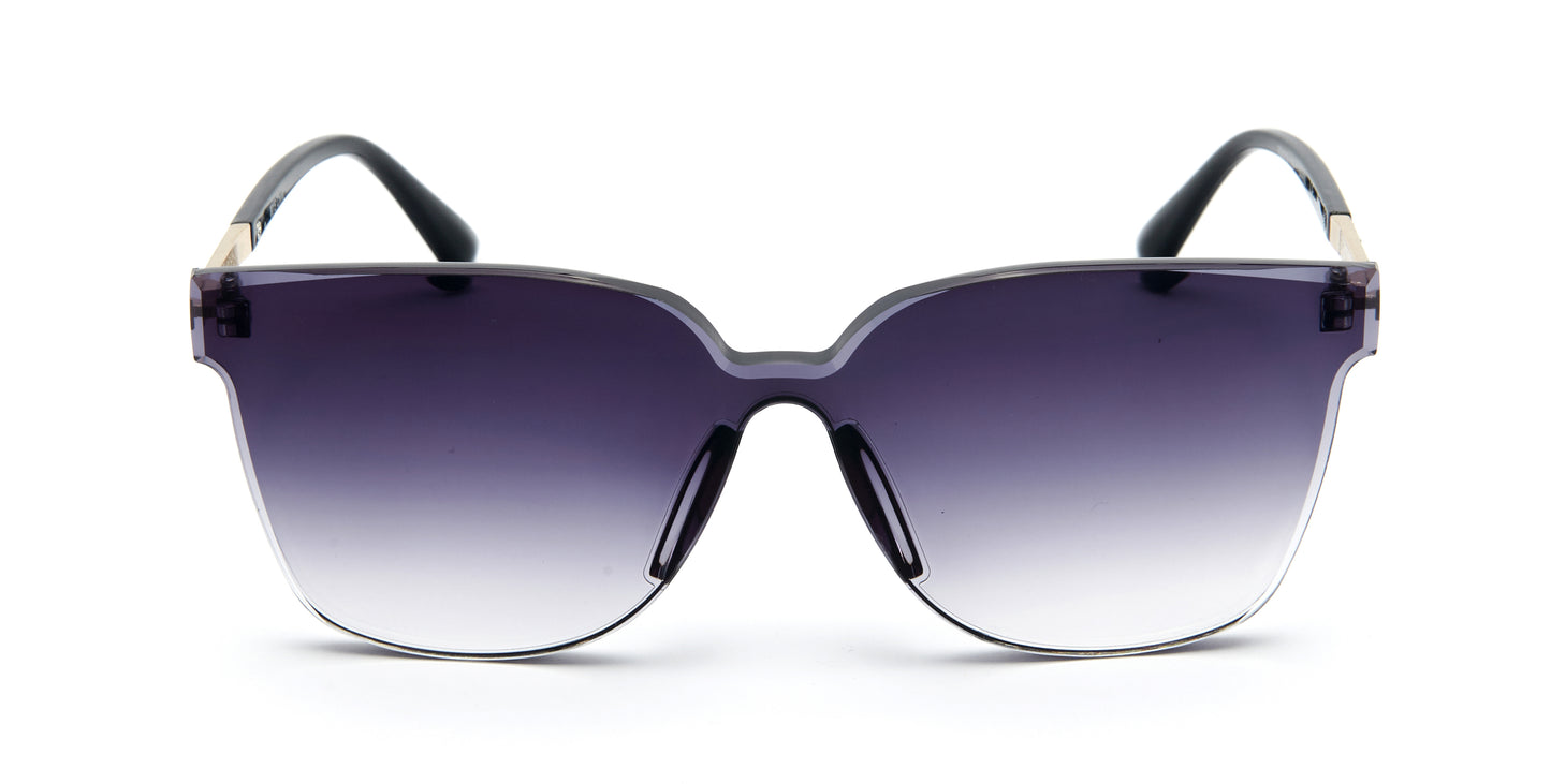 8015 - Rimless One Piece Lens Plastic Sunglasses with Rhinestones