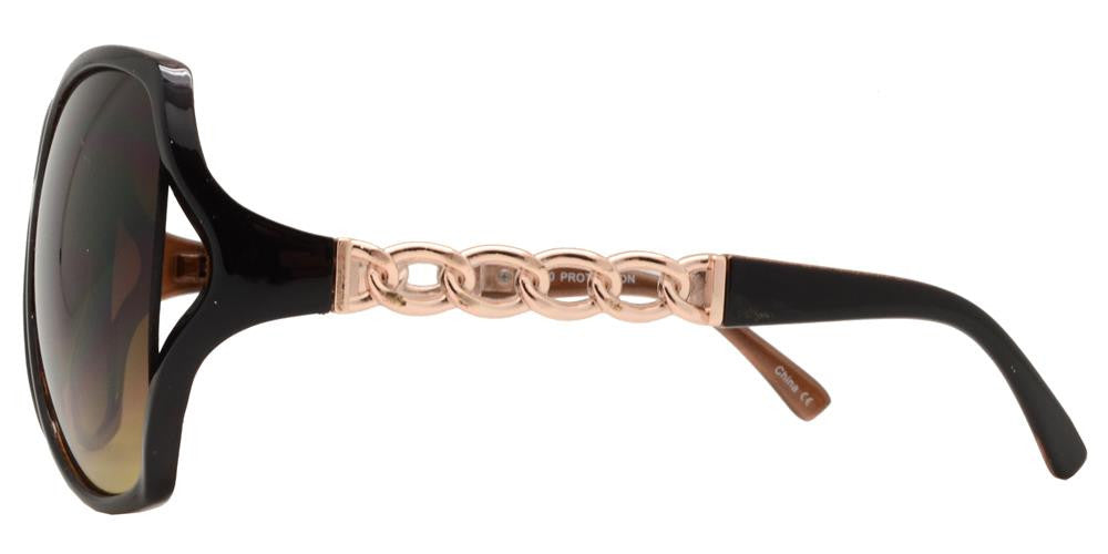 Wholesale - 8051 - Womens Butterfly Cut Out Chain Temple Plastic Sunglasses - Dynasol Eyewear