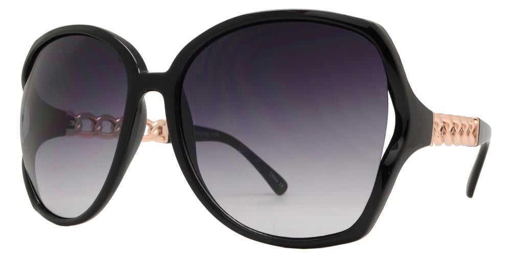 Wholesale - 8051 - Womens Butterfly Cut Out Chain Temple Plastic Sunglasses - Dynasol Eyewear