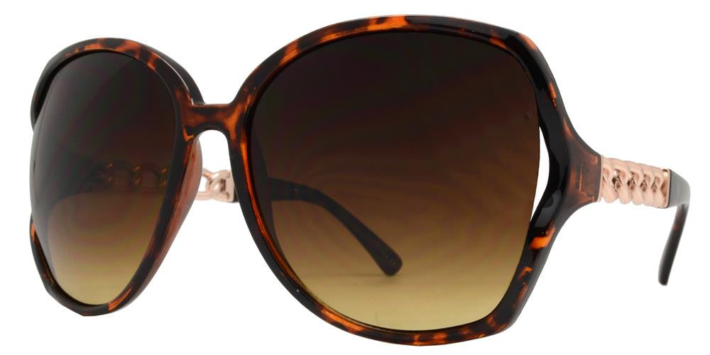 Wholesale - 8051 - Womens Butterfly Cut Out Chain Temple Plastic Sunglasses - Dynasol Eyewear