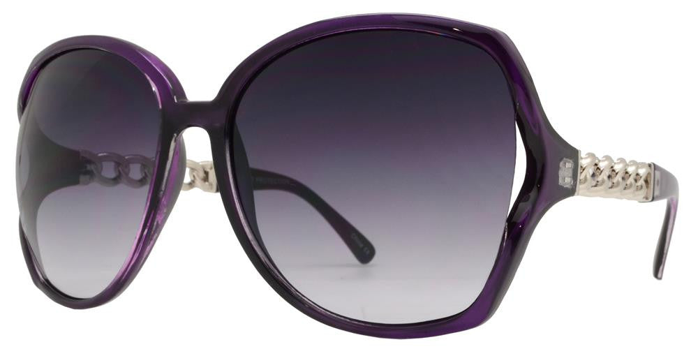 Wholesale - 8051 - Womens Butterfly Cut Out Chain Temple Plastic Sunglasses - Dynasol Eyewear