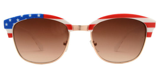 Wholesale - 8063 - Horn Rimmed Half Frame USA Flag Sunglasses - Dynasol Eyewear