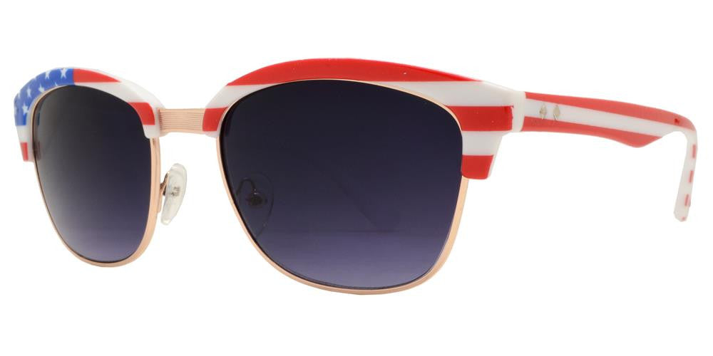 Wholesale - 8063 - Horn Rimmed Half Frame USA Flag Sunglasses - Dynasol Eyewear