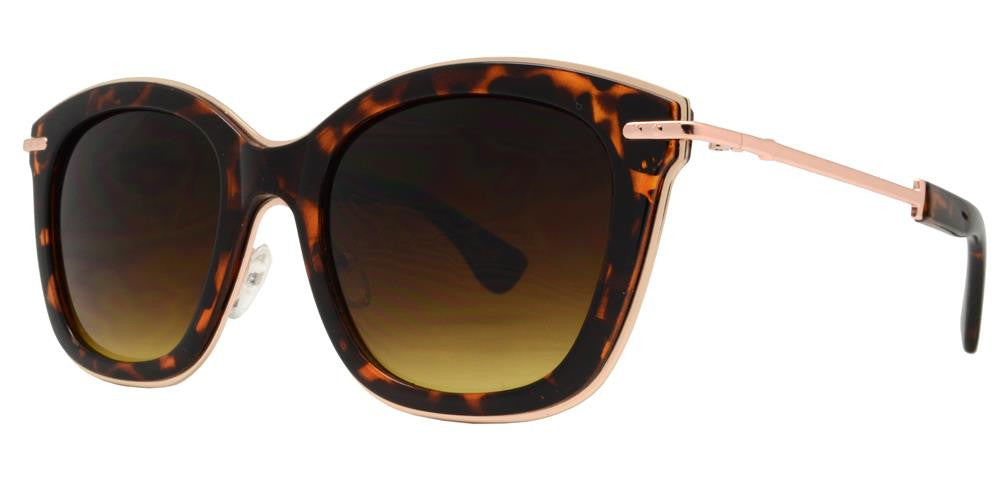Wholesale - 8108 - Square Horn Rimmed Sunglasses with Metal Temple - Dynasol Eyewear