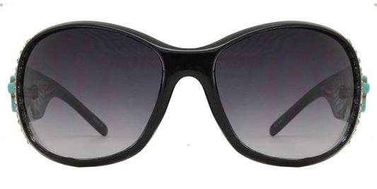 Wholesale - 8120 - Women's Large Square Sunglasses with Rhinestones and Blue Cross Concho - Dynasol Eyewear