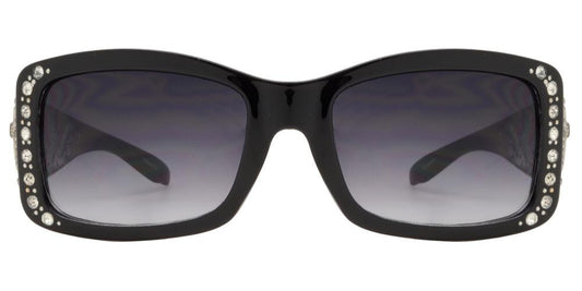 Wholesale - 8121 - Women's Rectangular Fashion Sunglasses with Rhinestones and Cross Concho - Dynasol Eyewear