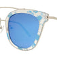 Wholesale - 8561 RVC - Women's Fashion Sunglasses with Color Mirror Lens and Brow Bar no Bridge - Dynasol Eyewear