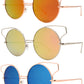 8592 - Round Metal Cut Out Frame Sunglasses with Color Mirror Lens