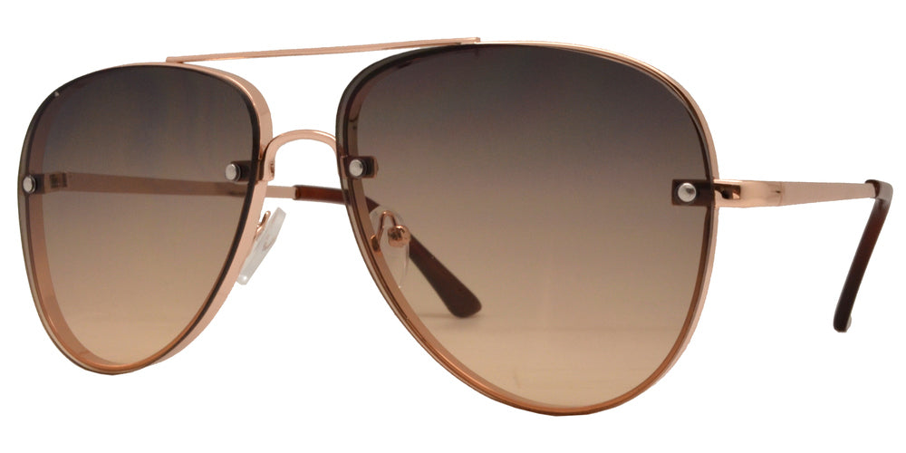 Wholesale - 8687 - Classic Rimless Oval Shaped Sunglasses with Flat Lens - Dynasol Eyewear